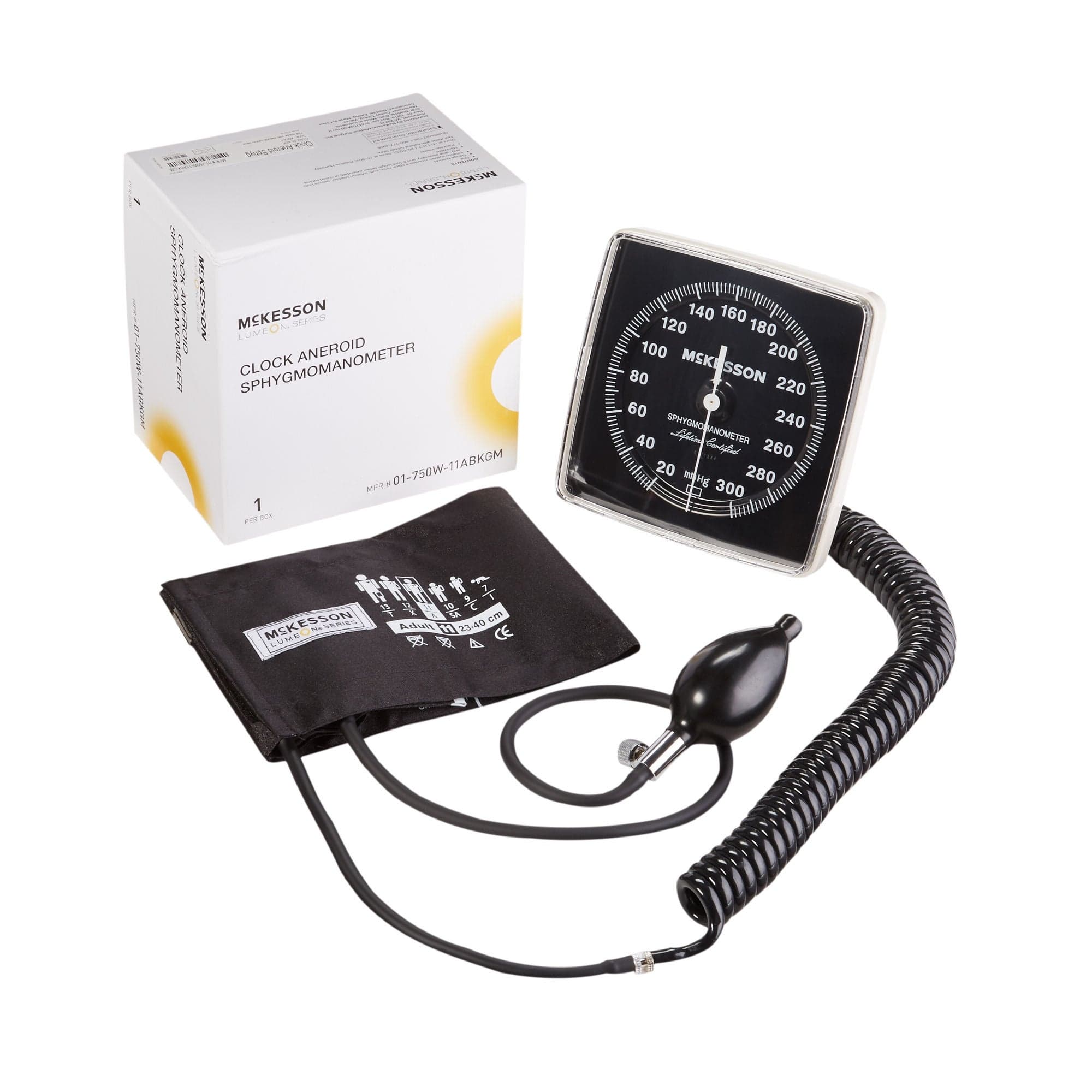 LUMEON 2-Tubes Wall Mount Aneroid Sphygmomanometer with Cuff, Black, Large - Image 2