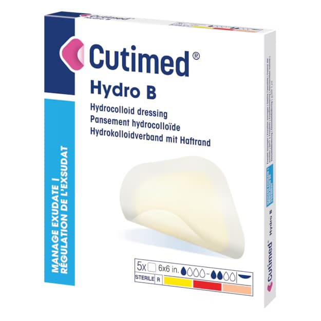 Cutimed Hydro B Sterile Hydrocolloid Bordered Dressing, 6 x 6 Inch - Box of 5 - Image 1