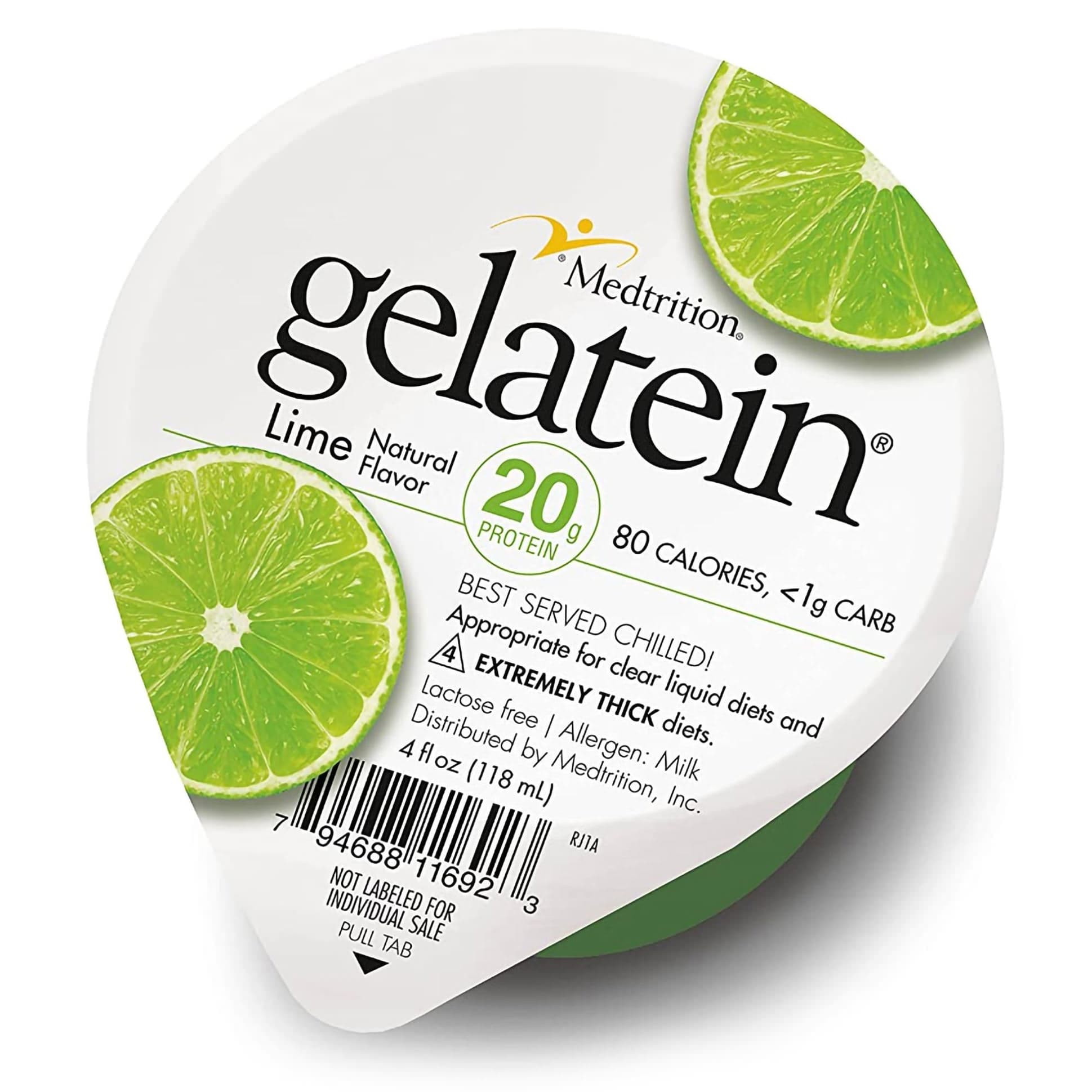 Gelatein 20 Sugar-Free Oral Nutrition Supplement, Lime Flavor, 4 oz - Case of 36 - Image 1