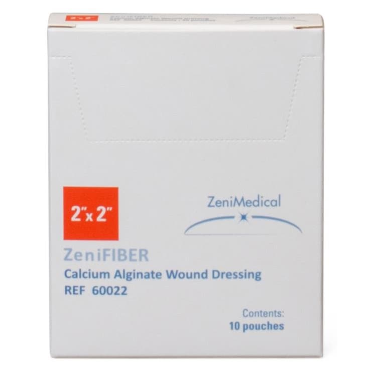 ZeniMedical ZeniFiber Calcium Alginate Wound Dressing, 2 x 2 Inch - Box of 10 - Image 1