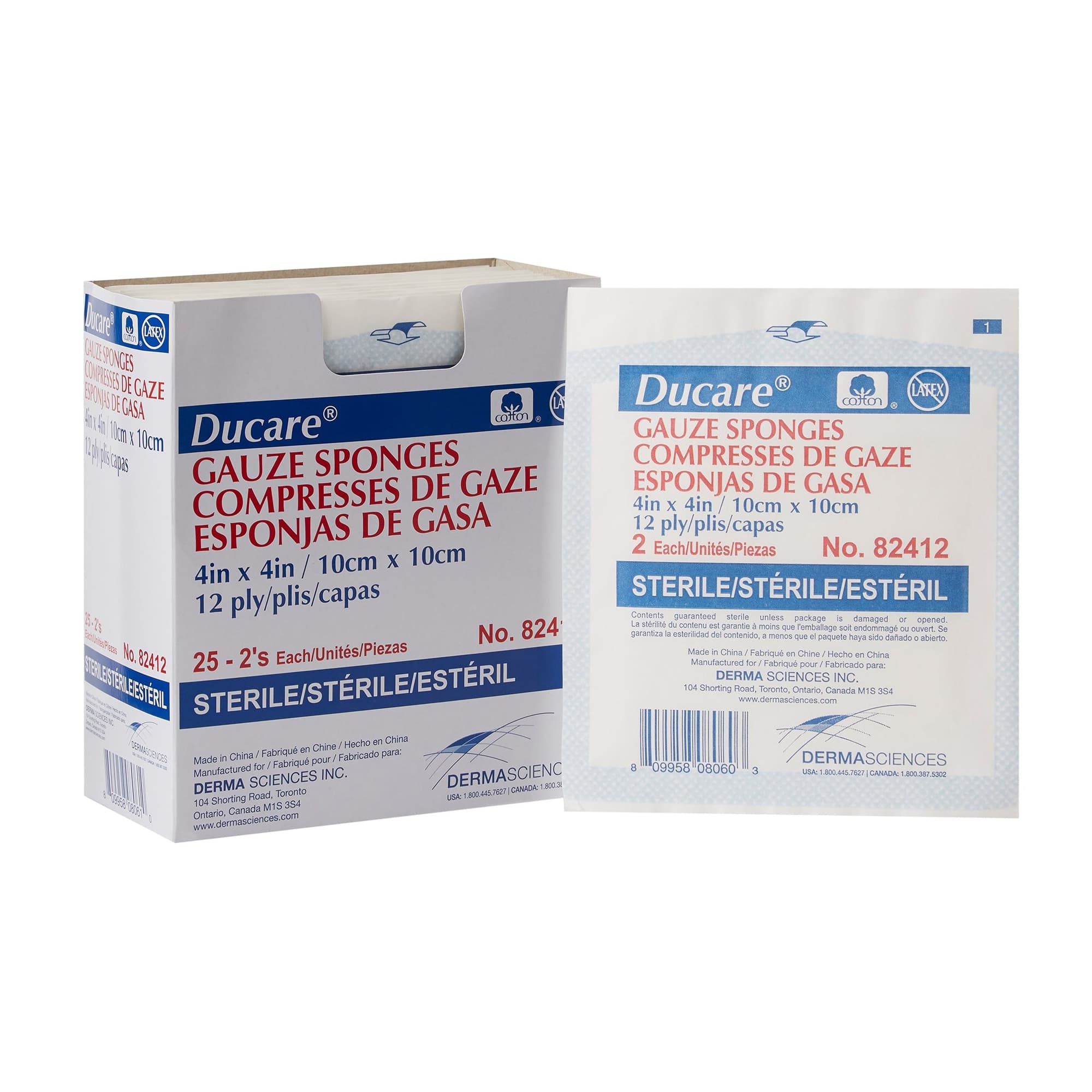 Ducare Gauze Sponge White Square, 12-Ply, 4 x 4 Inch - Case of 600 - Image 1