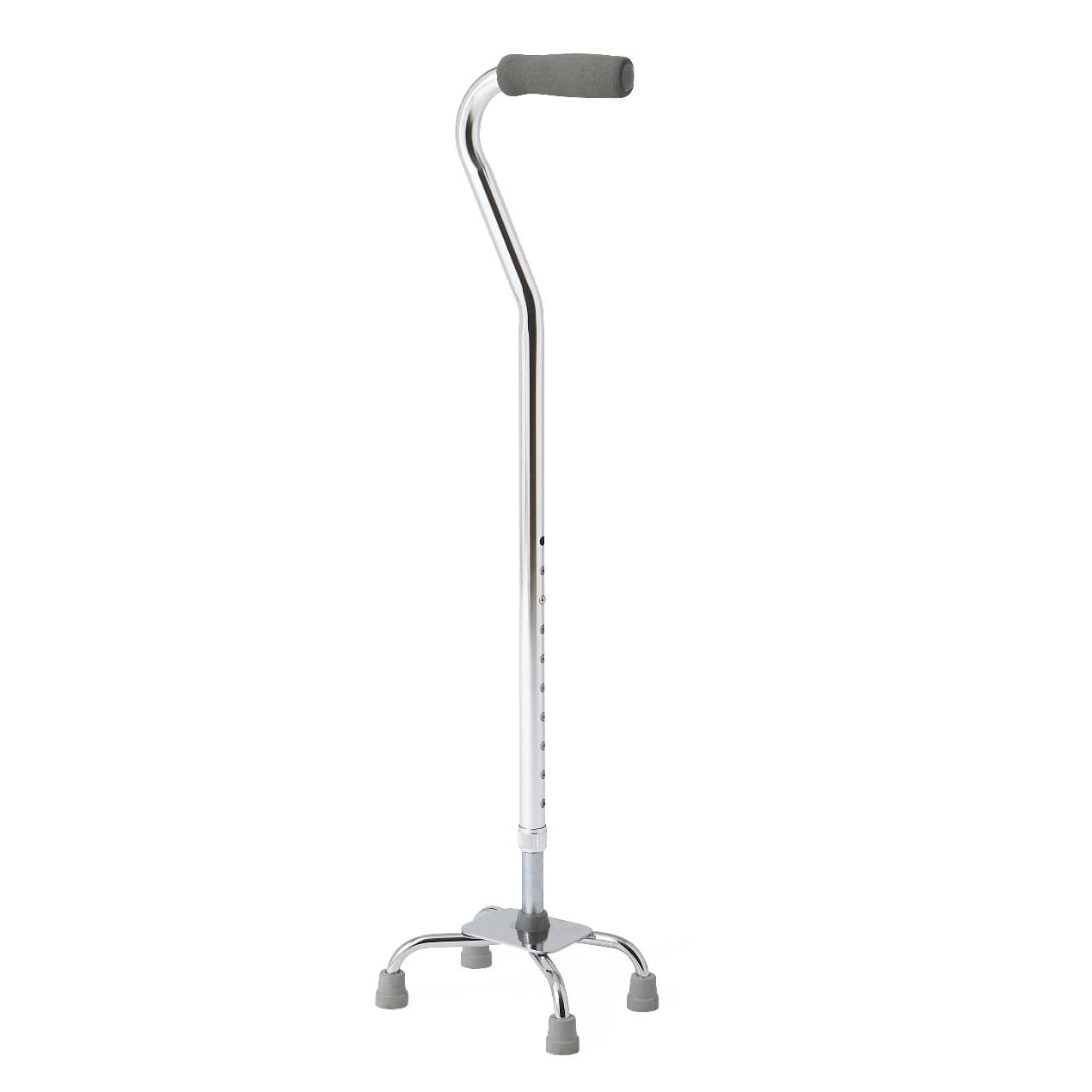 Medline Aluminum Quad Cane with Small Base, Chrome - Case of 2 - Image 1