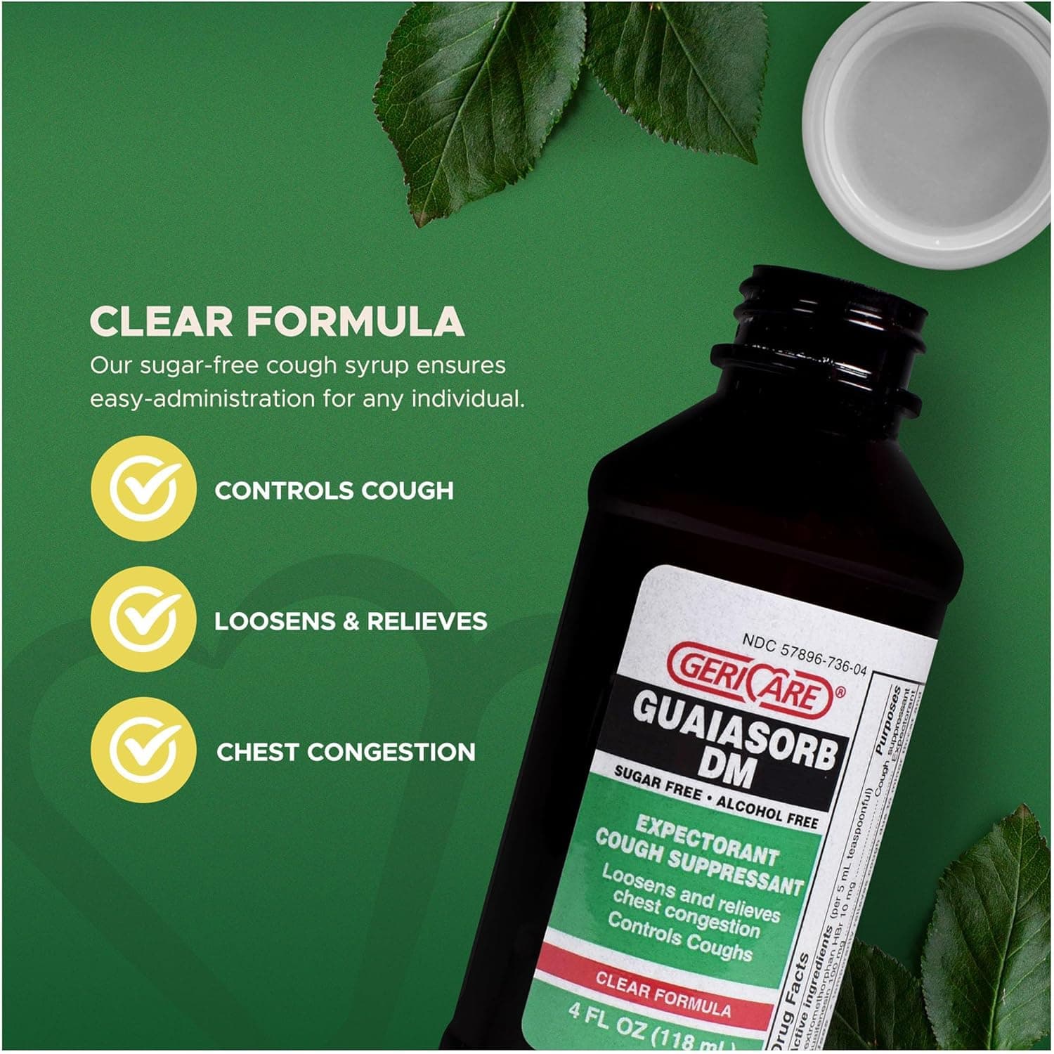 Geri-Care Guaiasorb DM Cold and Cough Relief, 100 mg, 4 Oz - Image 3
