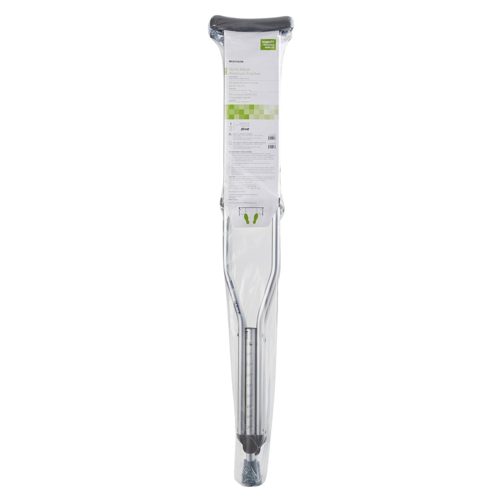 McKesson Push Button Aluminum Crutches with Euro-Style Clip - Image 2