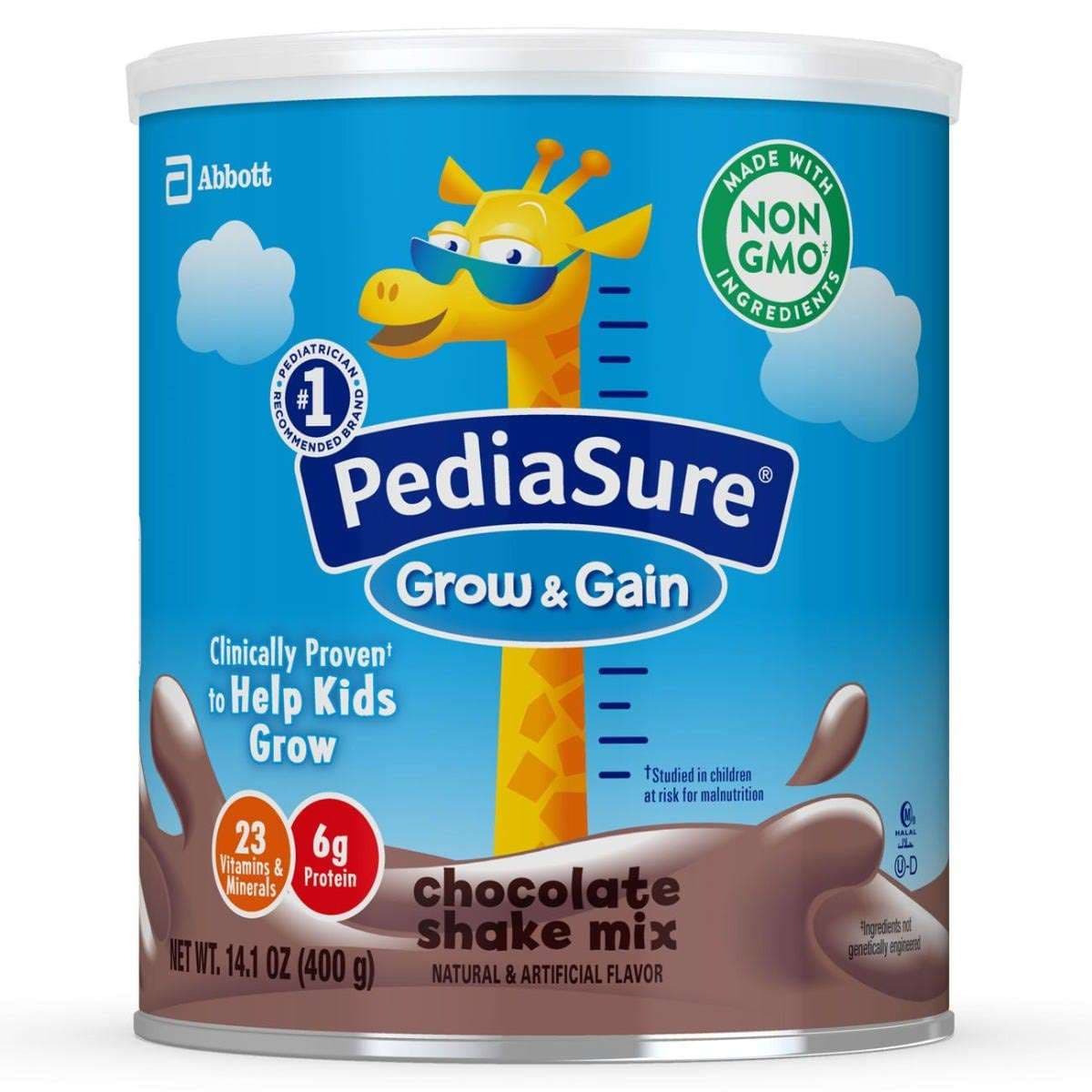 PediaSure Grow & Gain Shake Mix Pediatric Oral Supplement, Chocolate, 14.1 oz - Each - Image 1