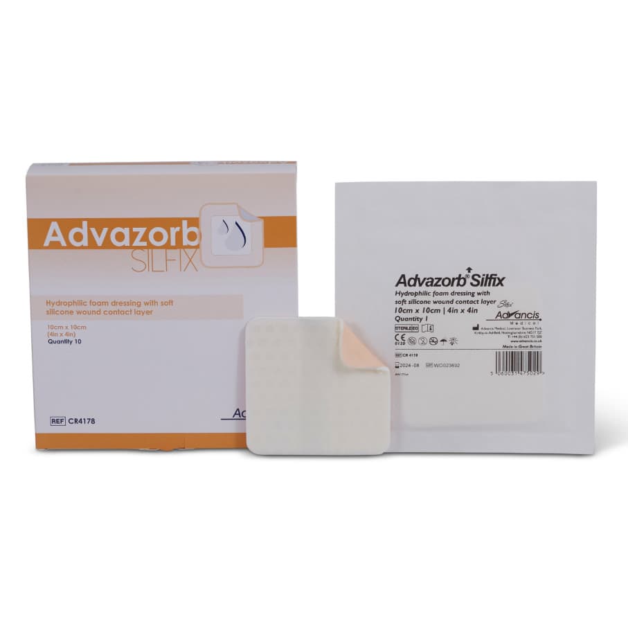 Advazorb Silfix Silicone Foam Dressing 4 x 4 Inch - Box of 10 - Image 1