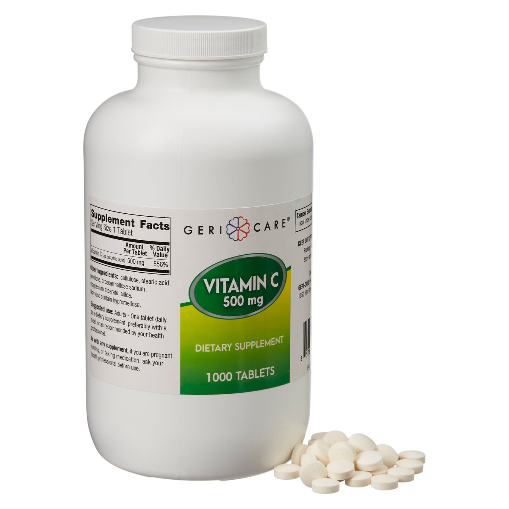 Geri-Care Vitamin C Dietary Supplement Tablets, 500 mg Strength - Bottle of 1000 - Image 1