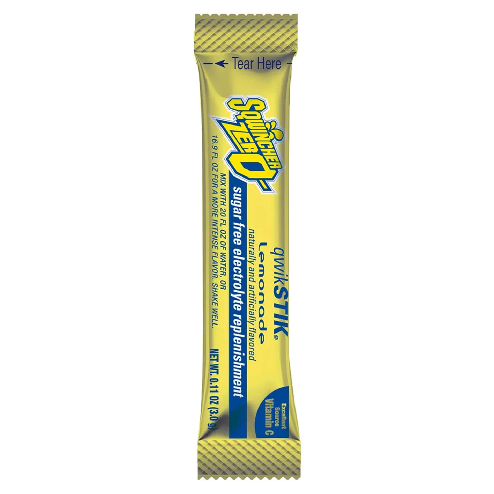Sqwincher Quik Stik Zero Electrolyte Replenishment Drink Mix, Lemonade - Package of 50 - Image 1