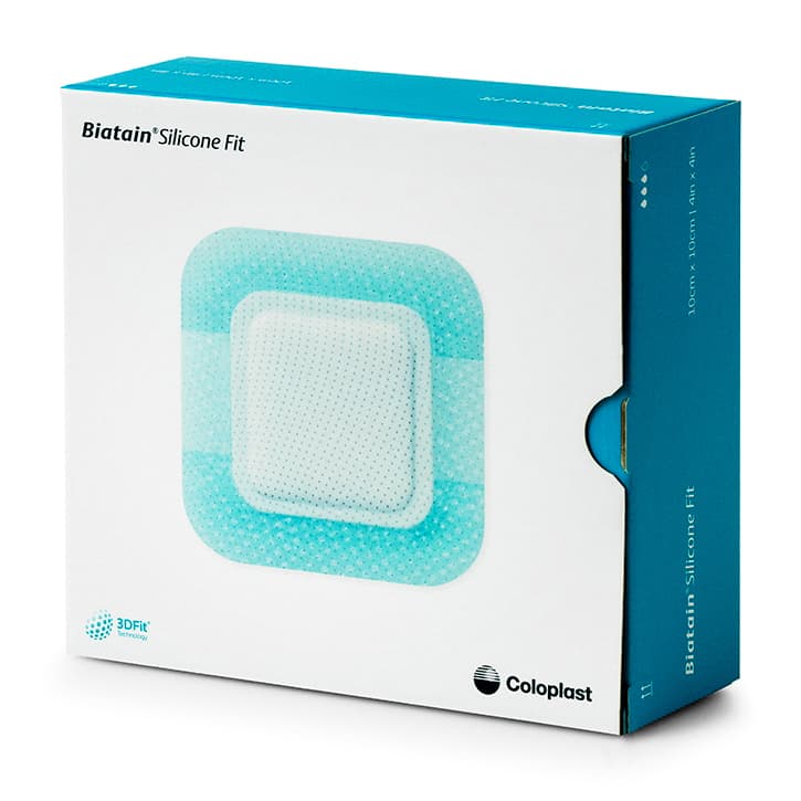 Coloplast Biatain Bordered Silicone Fit Foam Dressing, 4 x 4 Inch - Box of 10 - Image 1