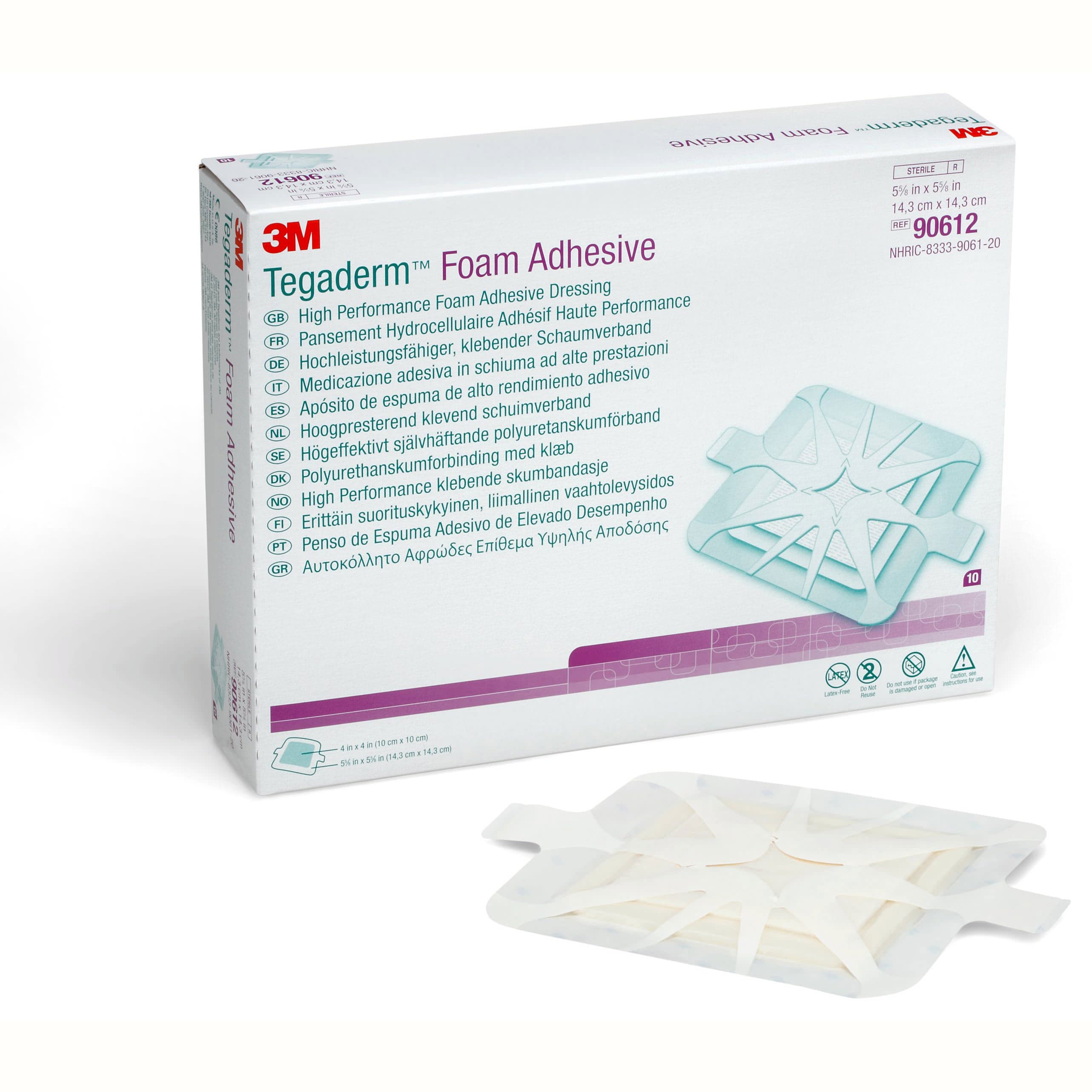 3M Tegaderm High Performance Adhesive Foam Dressing, 5-5/8" x 5-5/8" - Box of 10 - Image 1
