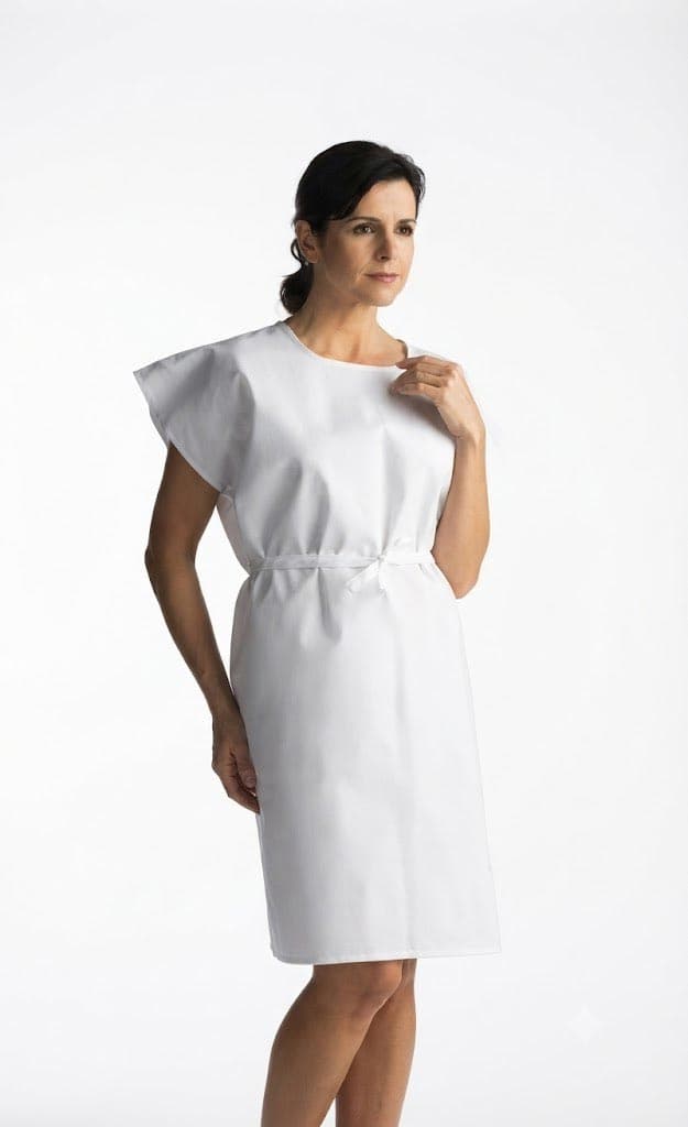 Graham Medical Patient Exam Gown Without Cuff, Child Size, 20 x 36 Inch, White - Case of 50 - Image 1