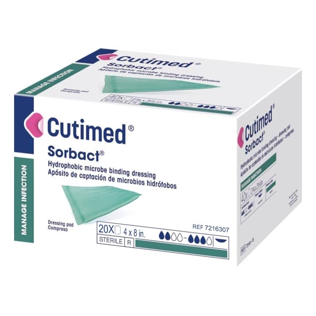 Cutimed Sorbact Antimicrobial Dressing Pad, 4 x 8 Inch - Box of 20 - Image 1