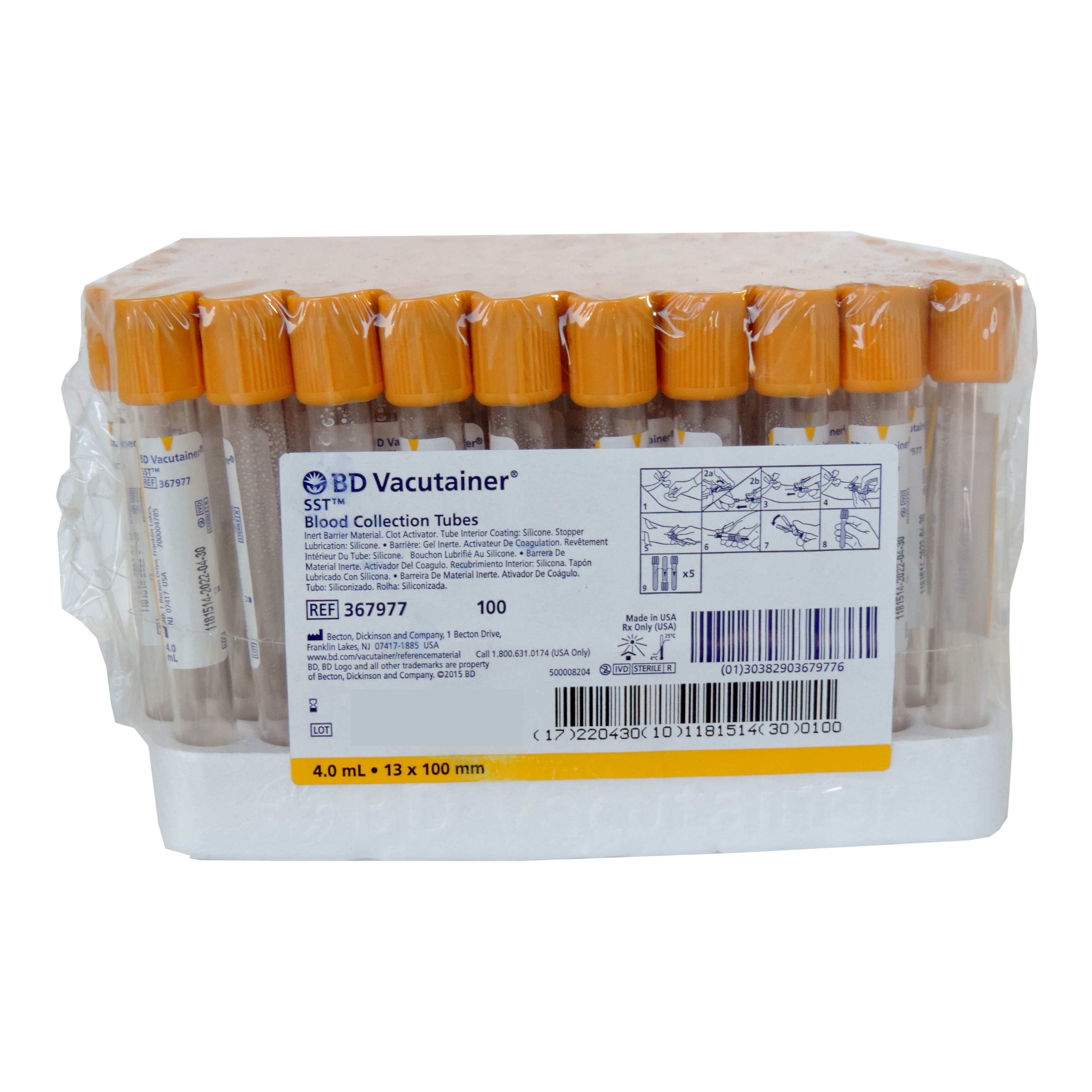 BD Vacutainer SST Venous Blood Collection Tube with Hemogard Closure, 4 ML - Case of 1000 - Image 1