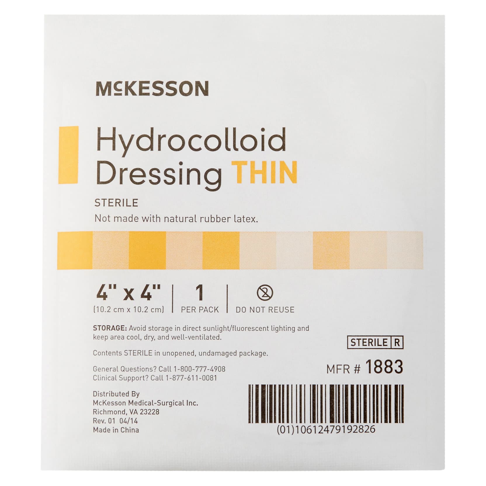McKesson Hydrocolloid Sterile Thin Dressing, 4 x 4 Inch - Image 1