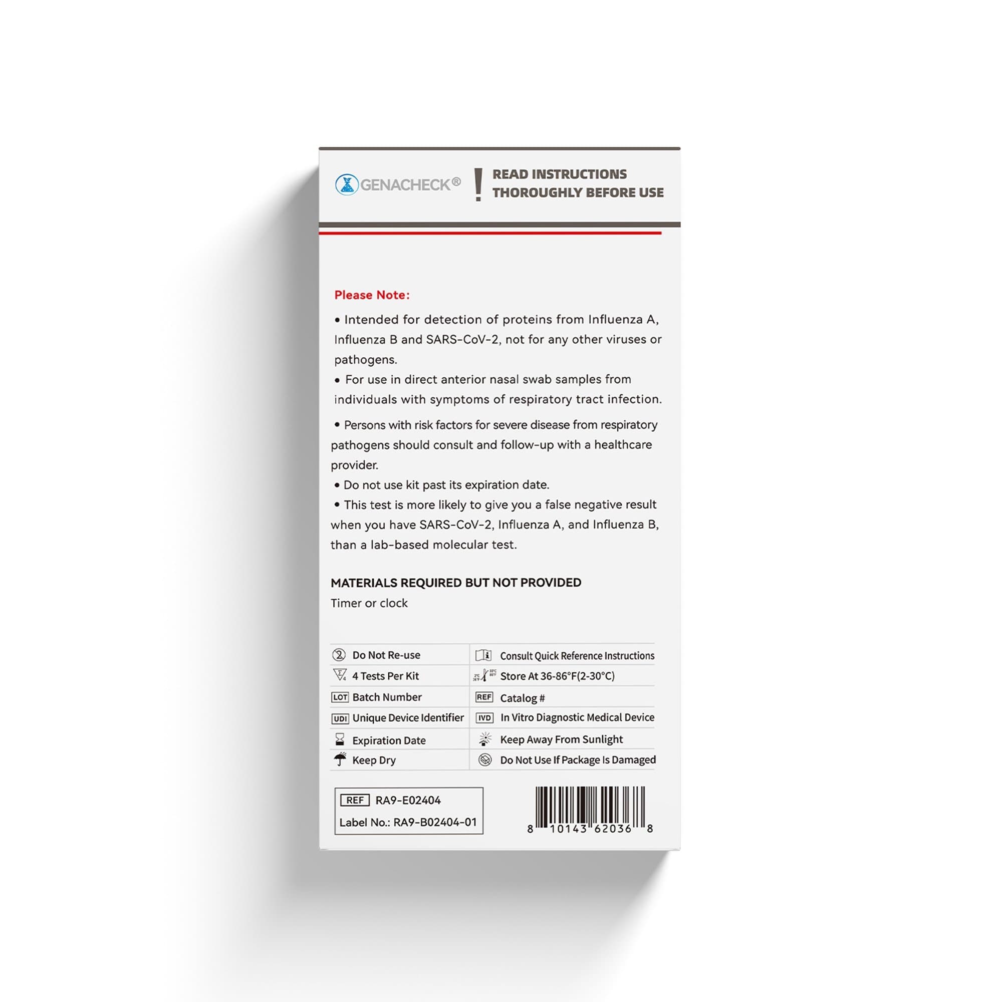 GenaCheck COVID-19/Flu A+B Rapid Self-Test Kit, 4 Tests - Image 5