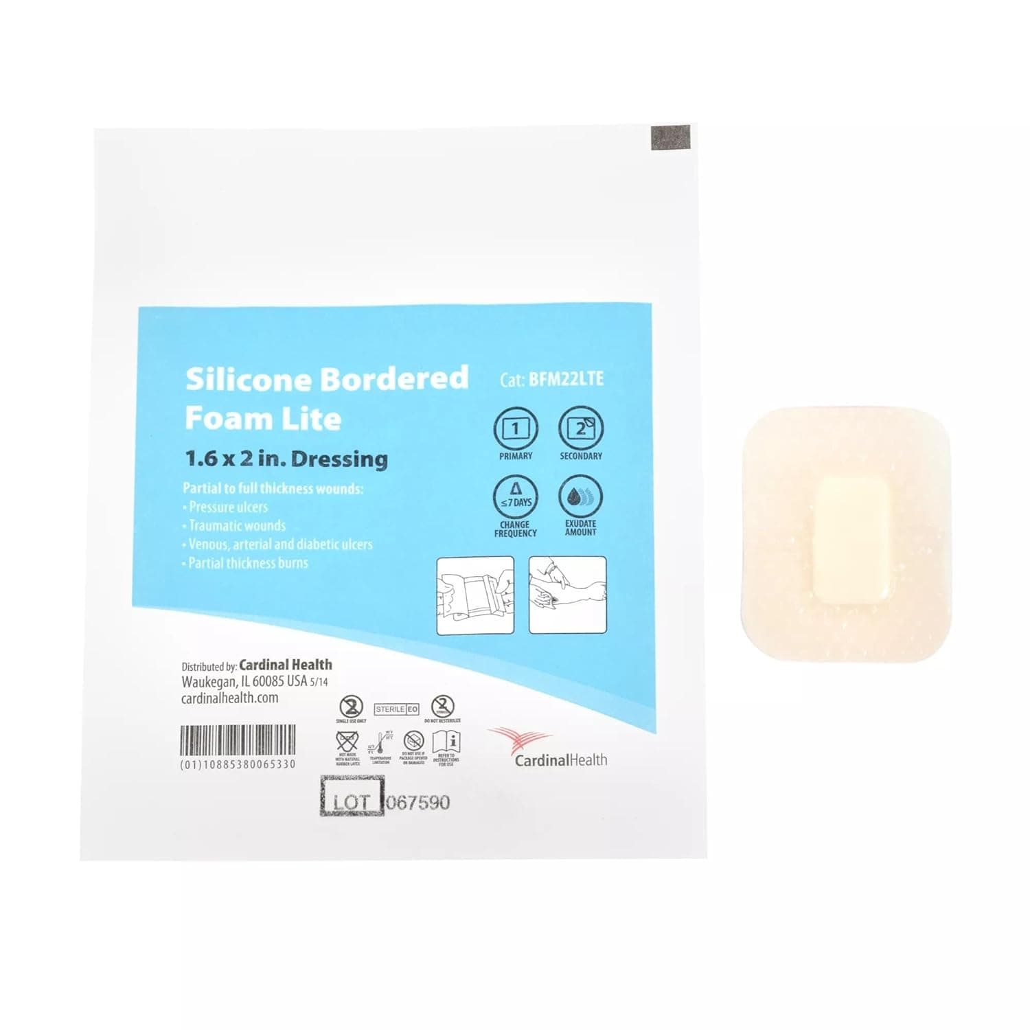 Cardinal Health Silicone Bordered Foam Lite Wound Dressing - Image 2