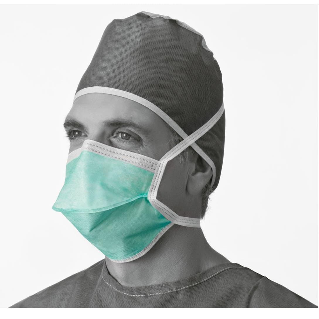 Medline ASTM Level 1 Duckbill Surgical Mask with Ties, Anti-Fog Foam - Box of 50 - Image 1