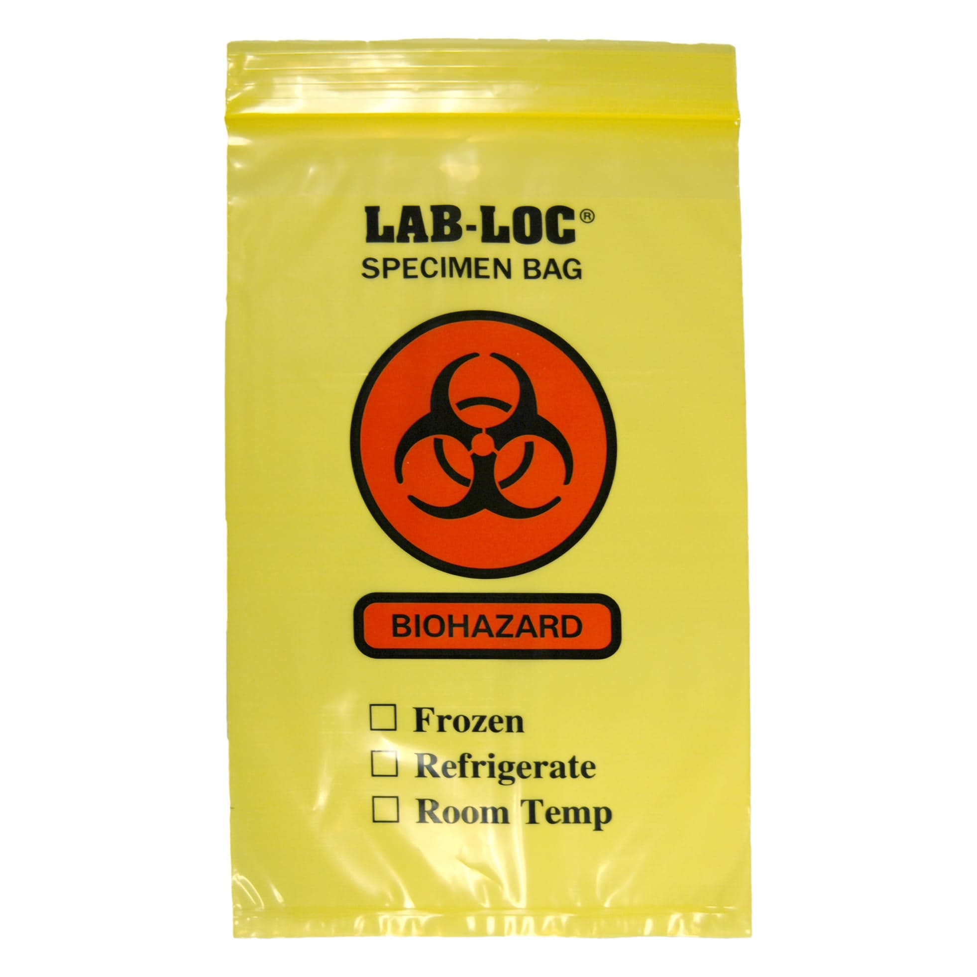 Lab-Loc NonSterile Specimen Transport Bag with Document Pouch, Yellow Tint, 6 x 9" - Case of 1000 - Image 1