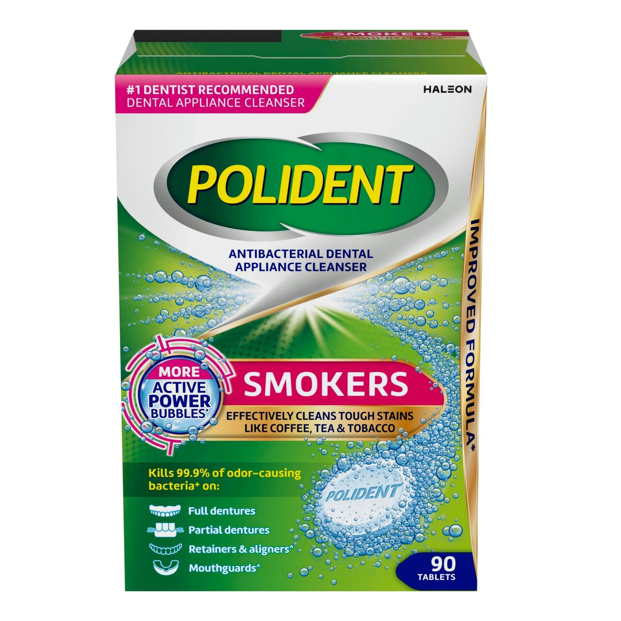 Polident Smokers Antibacterial Dental Appliance Cleanser Tablets - Box of 90 - Image 1