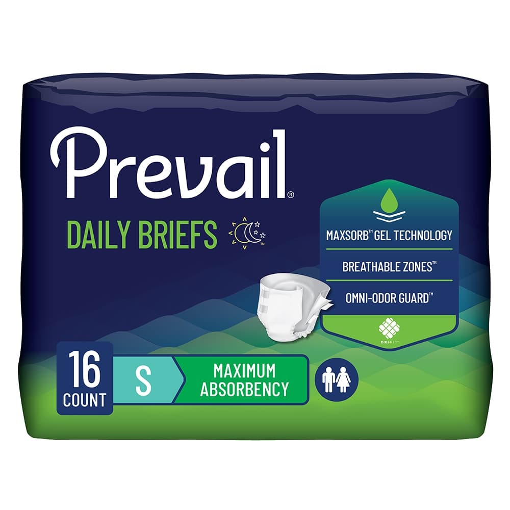 Prevail Maximum Unisex Daily Briefs, Small - Package of 16 - Image 1