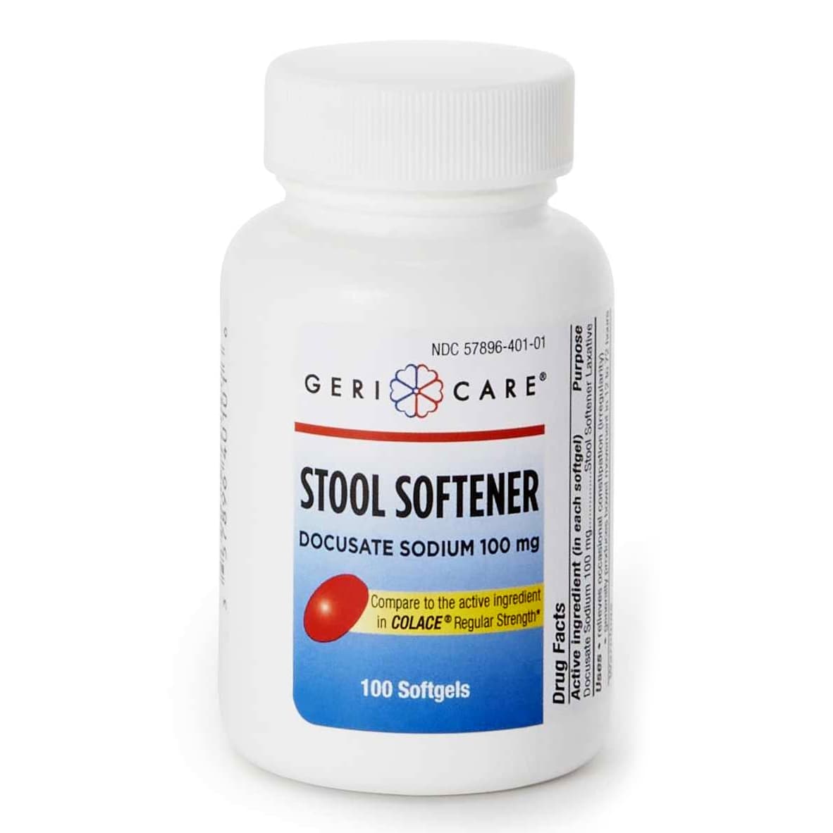 Geri-Care Docusate Sodium Stool Softener Softgel Capsule, 100 mg - Bottle of 100 - Image 1