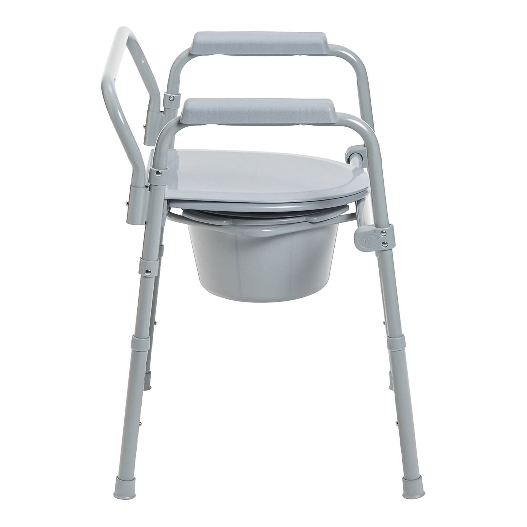 McKesson Plastic Seat Steel Frame Folding Commode Chair, 16-3/5 to 22-1/2 Inch - Image 3