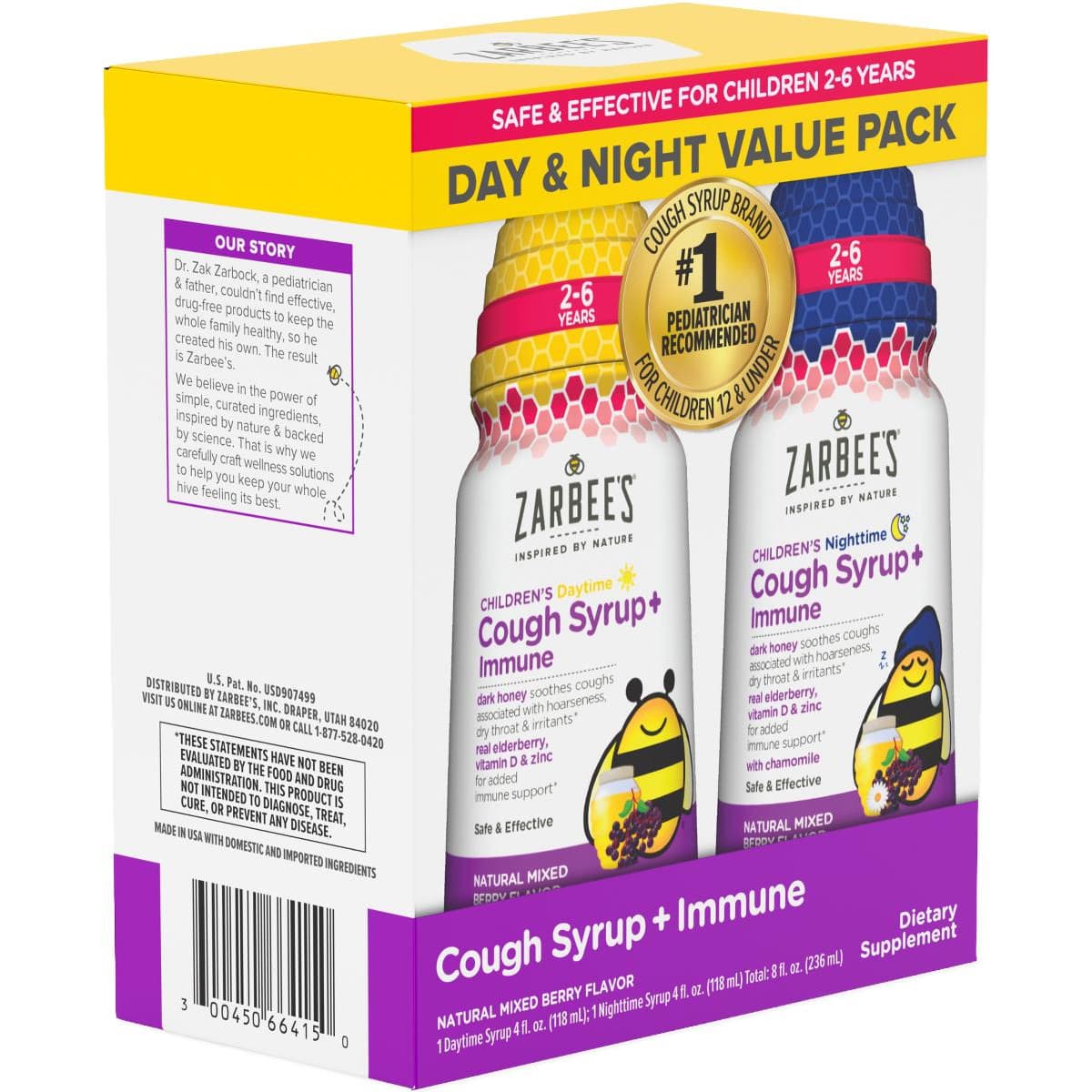 Zarbees Children's Day and Night Cough Syrup + Immune Relief - Case of 12 - Image 1