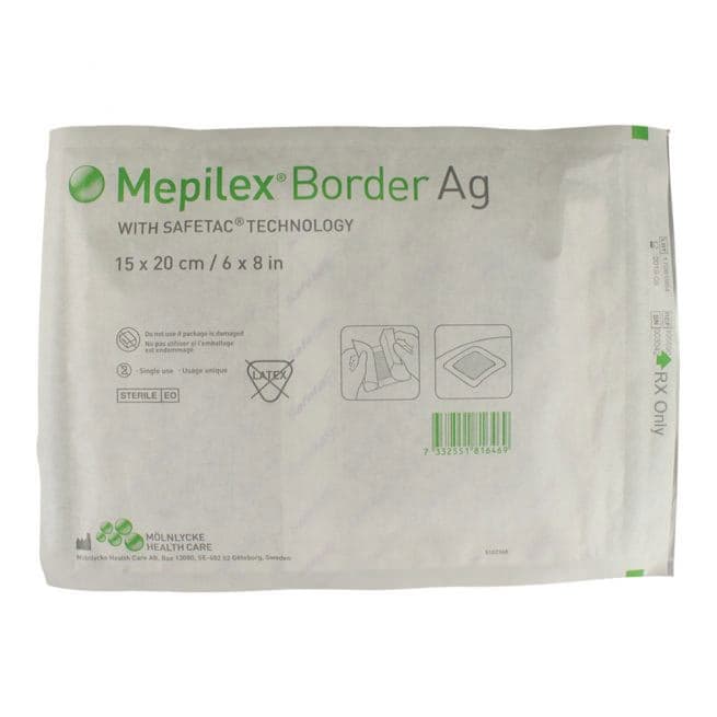Mepilex Border Ag Antimicrobial Foam Dressing, 6 x 8 Inch - Each - Image 1