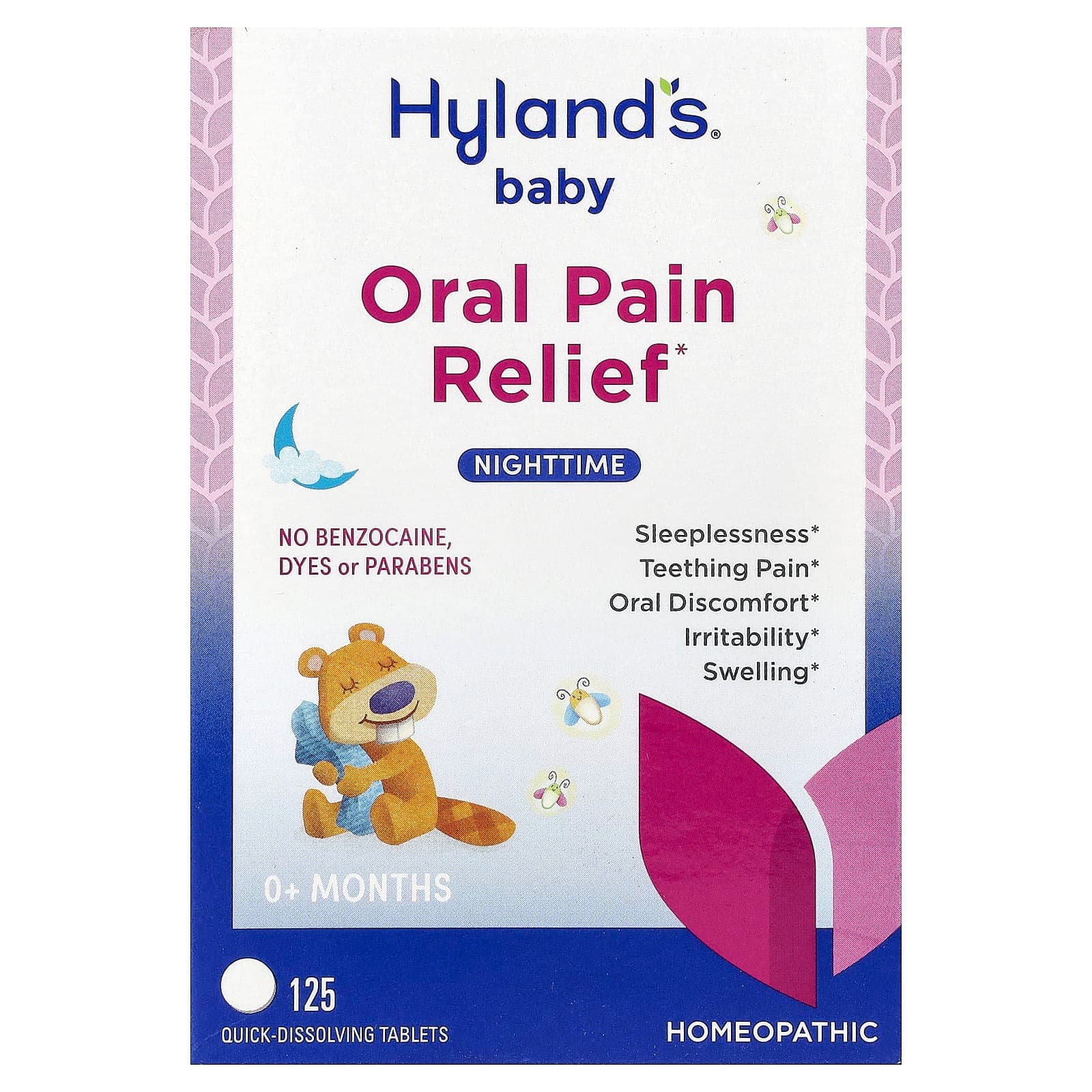 Hyland's Baby Nightime Oral Pain Relief Tablets - Bottle of 125 Tablets - Image 1