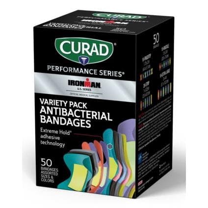Curad Performance Series IRONMAN Antibacterial Bandages, Assorted Sizes - Box of 50 - Image 1