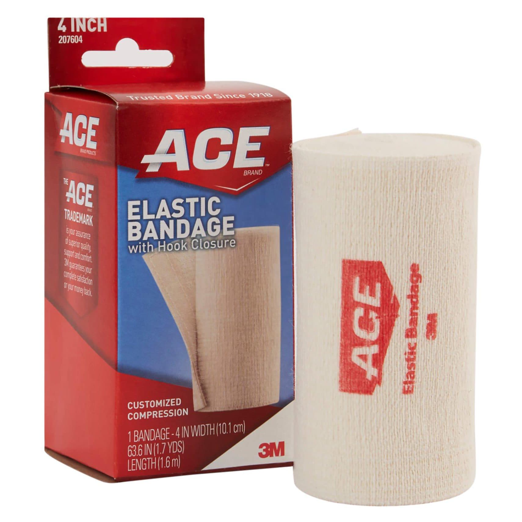 3M Ace Compression Elastic Bandage, Single Hook and Loop Closure, 4 Inch x 5.3 Foot - Image 1