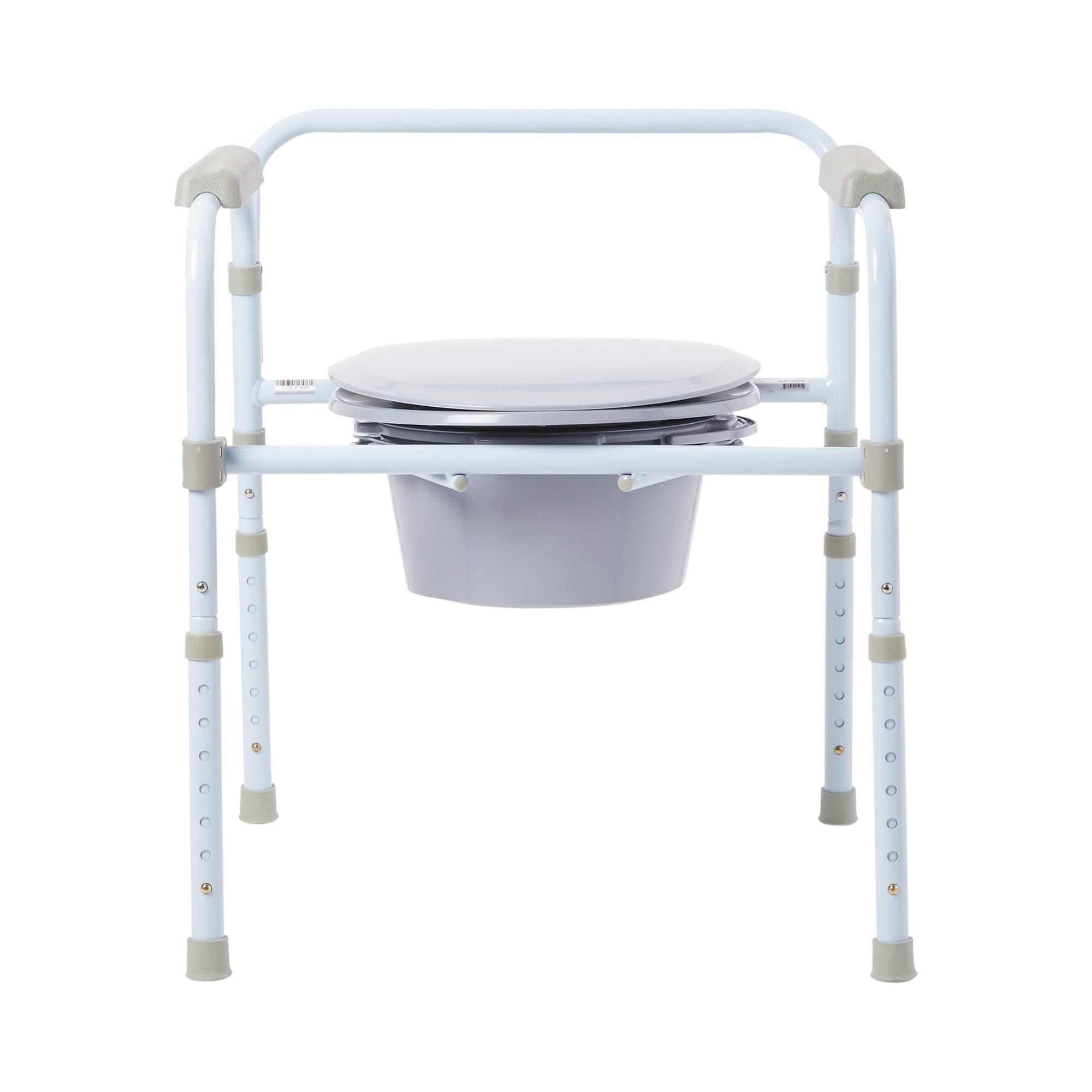 McKesson Fixed Arm Folding Commode Chair, Blue - Image 2
