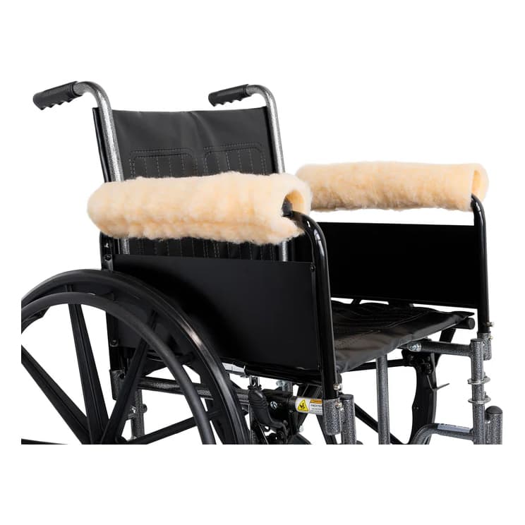 Sheepskin Ranch Sofsheep Sheepskin Wheelchair Armrest Cover Short, 9-1/2" x 5" W, Beige - Package of 2