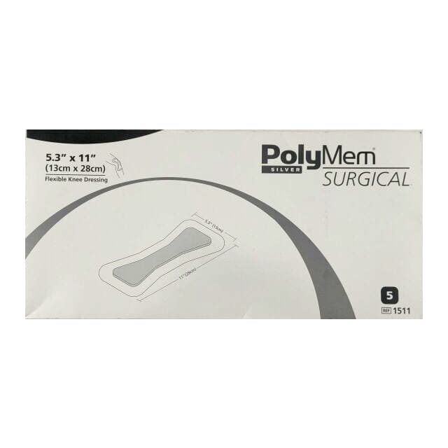 PolyMem Surgical Silver Adhesive Film Pad Dressing, 5-3/10 x 11 Inch - Case of 10 - Image 1