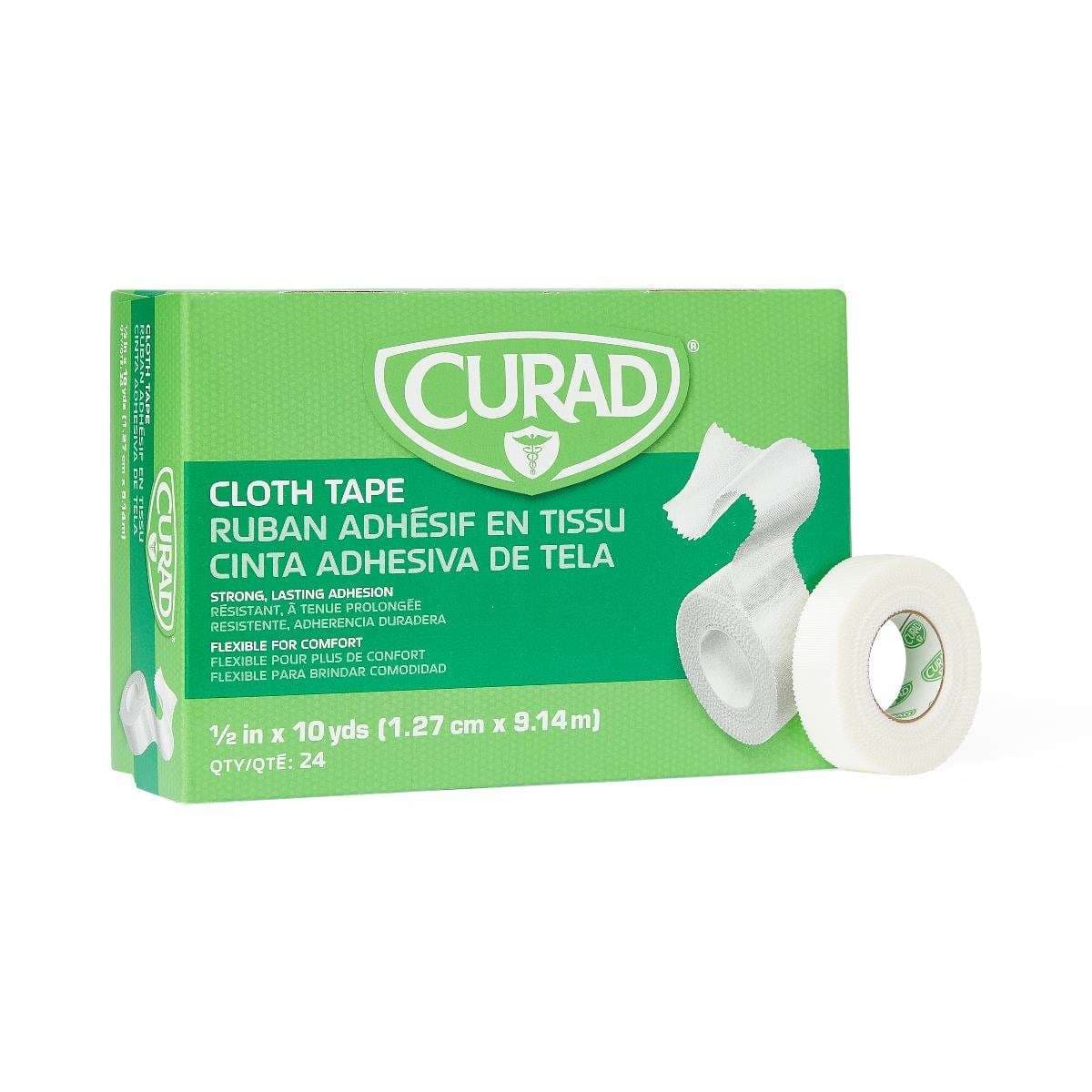 Curad Medical Tape White NonSterile, 1/2 Inch x 10 Yard - Box of 24 - Image 1