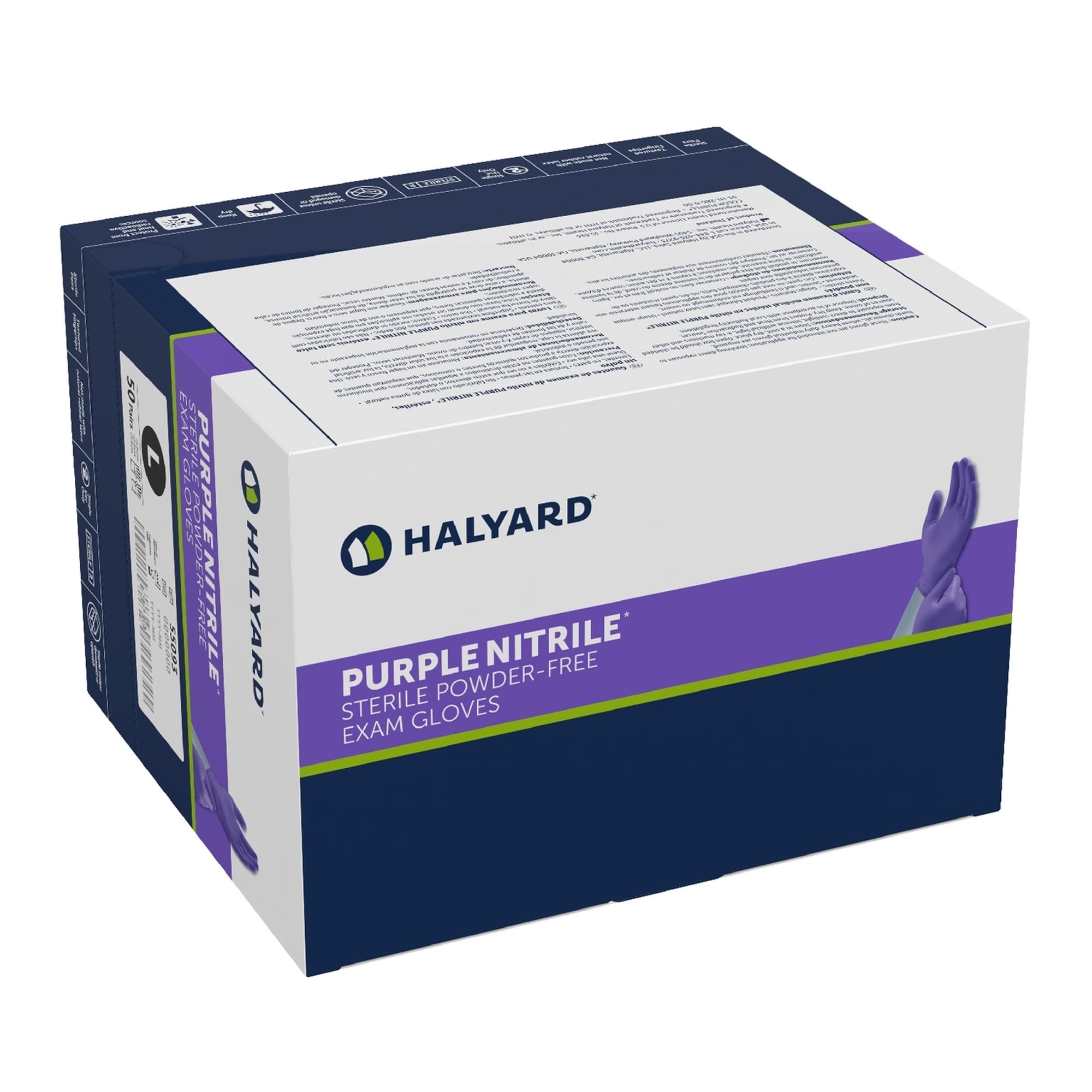 Halyard Purple Nitrile Sterile Powder Free Exam Gloves - Image 2