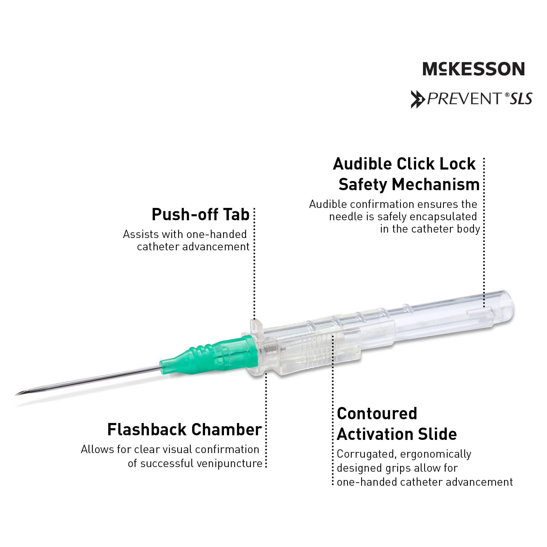 McKesson Prevent SLS Sliding Safety Peripheral IV Catheter with Straight Hub - Image 6