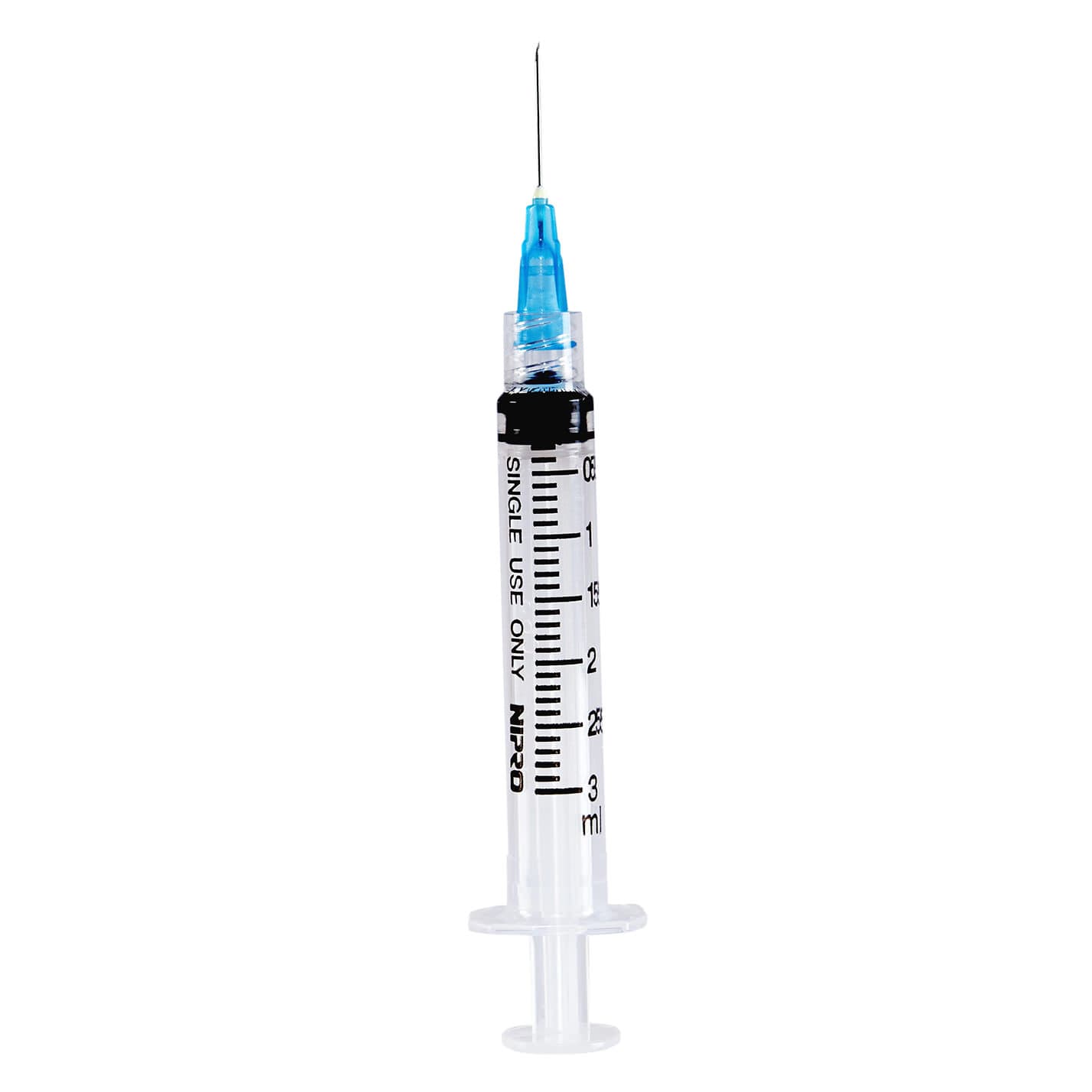 Nipro Standard Hypodermic Syringe with Needle, 3 mL, 25 Gauge x 1 Inch - Case of 1000 - Image 1