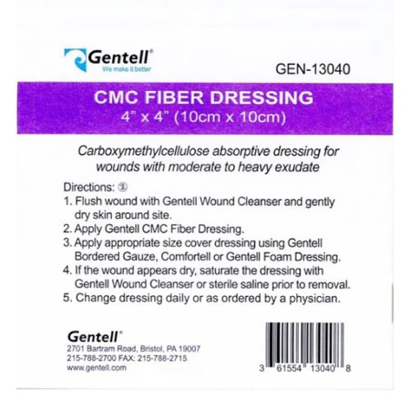 Gentell CMC Fiber Dressing, 4 x 4 Inch - Each - Image 1