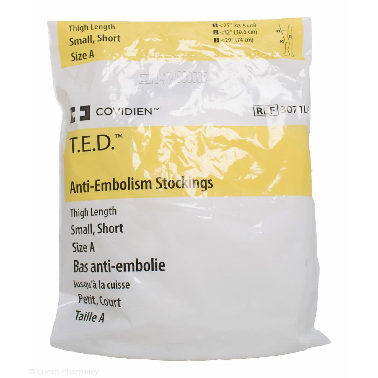 T.E.D Thigh-High Anti-Embolism Stockings for acute care, White, Small-Short - Pair - Image 1