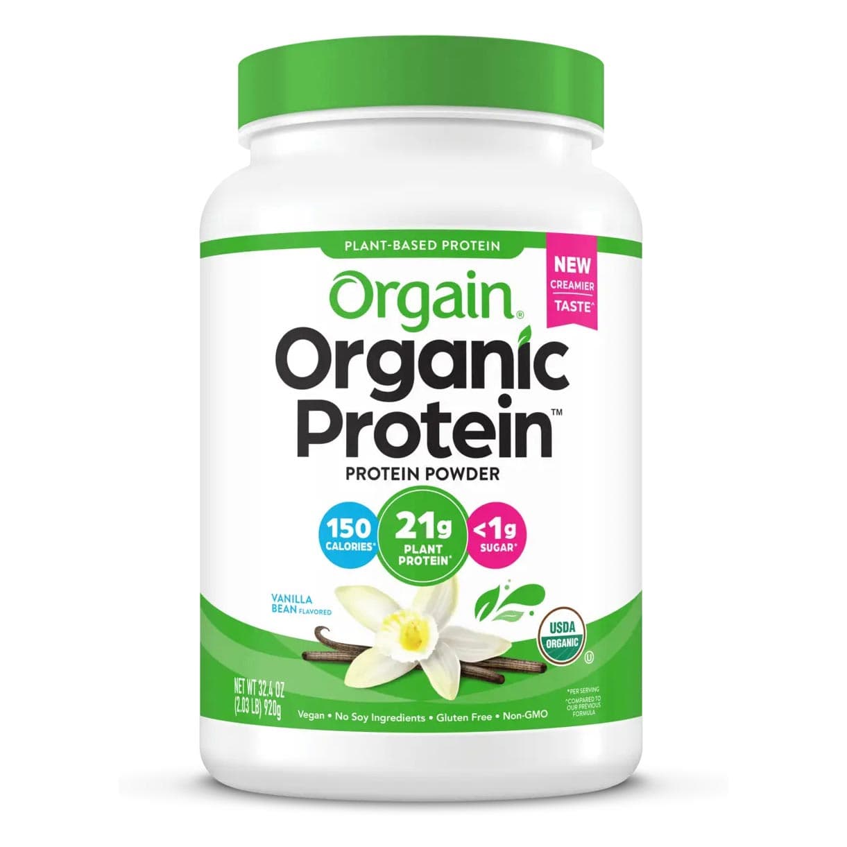 Orgain Organic Plant Based Protein Powder, Sweet Vanilla Bean 32.4 oz - Each - Image 1