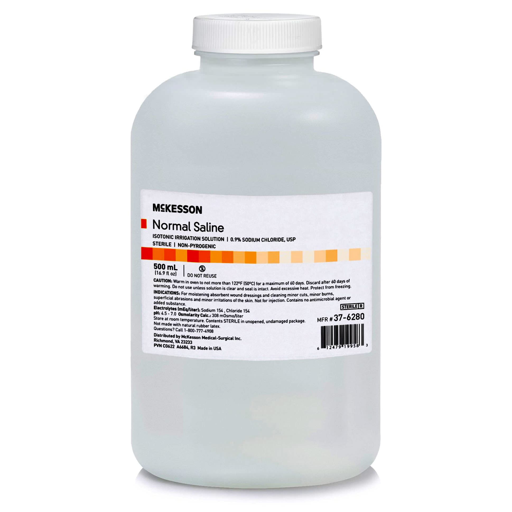 McKesson Irrigation Solution Normal Saline, Bottle, Screw Top, 500 mL - Each - Image 1