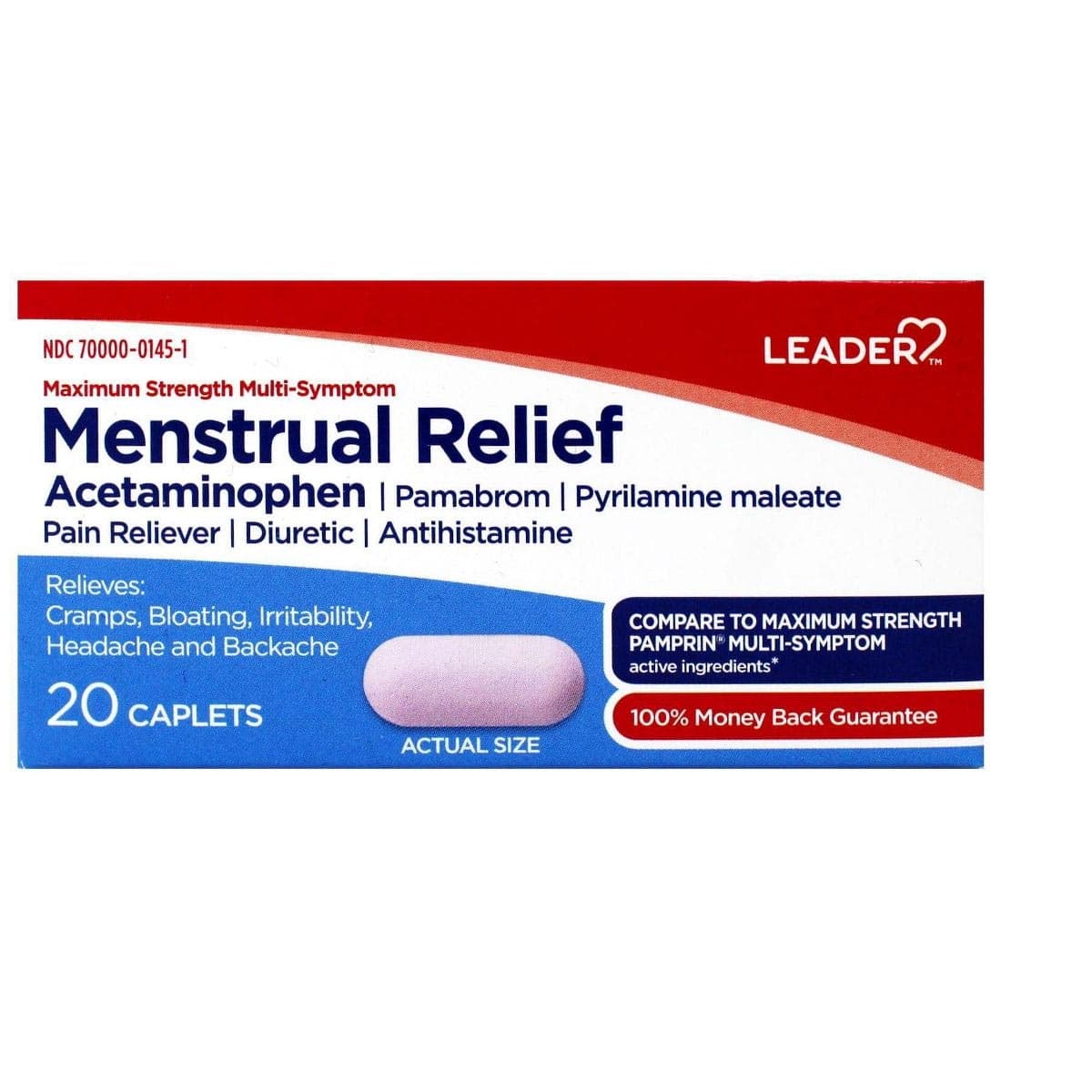Leader Menstrual Relief Acetaminophen Caplets, Maximum Strength - Each - Image 1