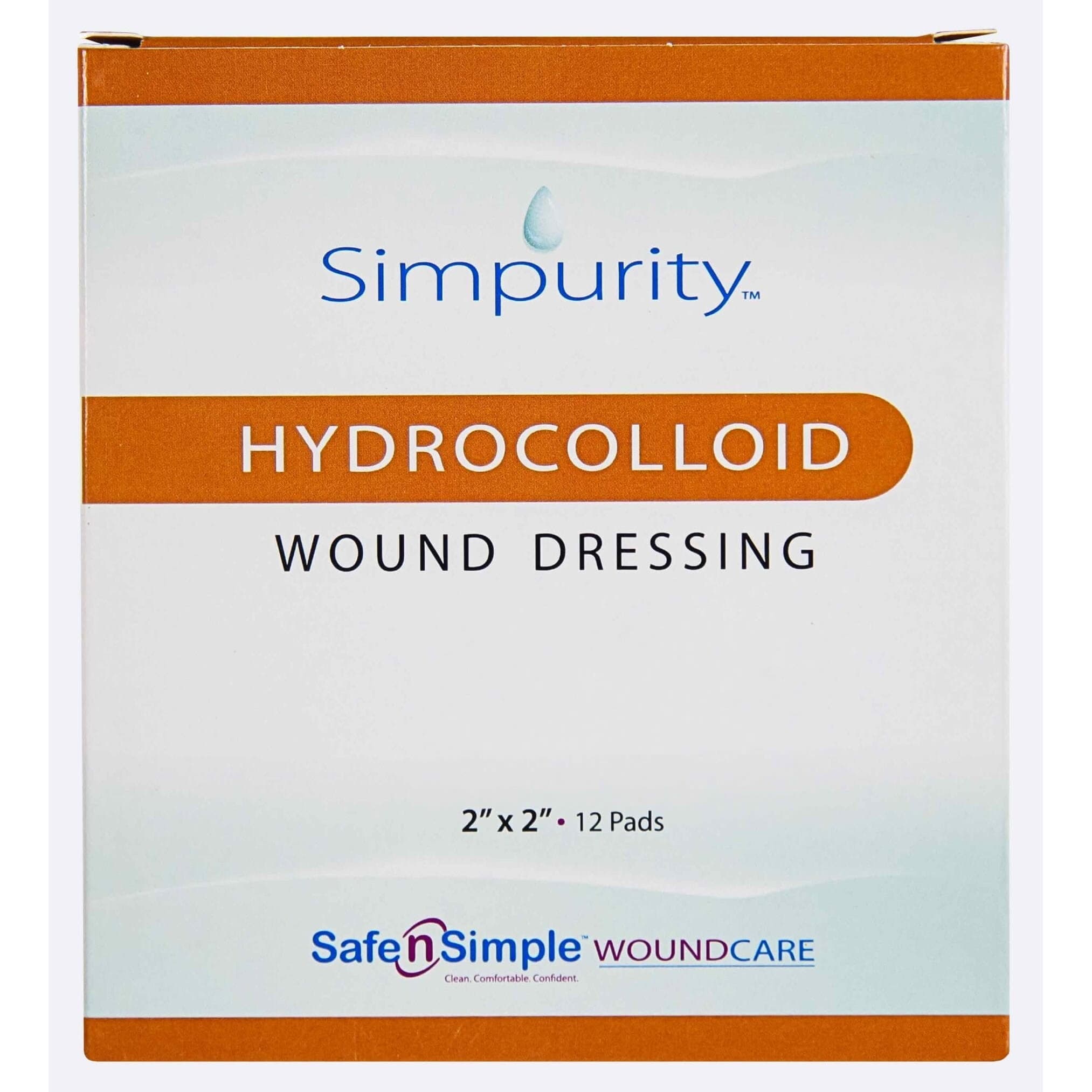 Simpurity Hydrocolloid Wound Dressing, 2 x 2 Inch - Box of 12 - Image 1