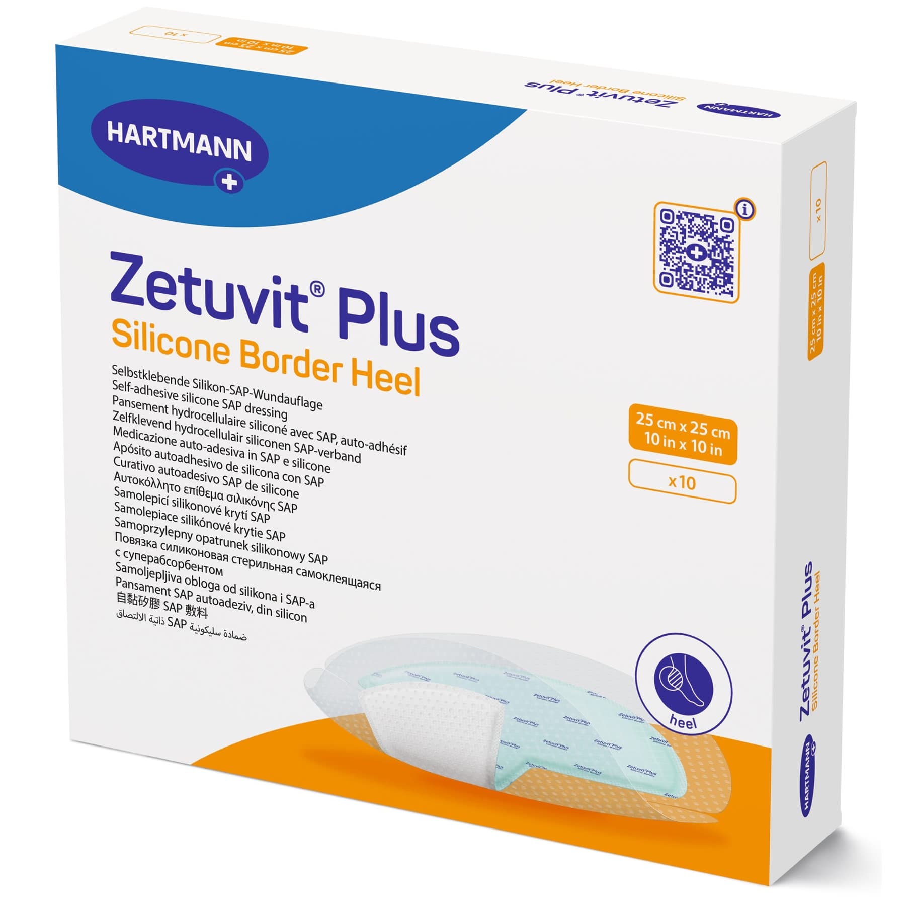 Zetuvit Plus Silicone Border Super Absorbent Dressing, 10 x 10 Inch - Box of 10 - Image 1
