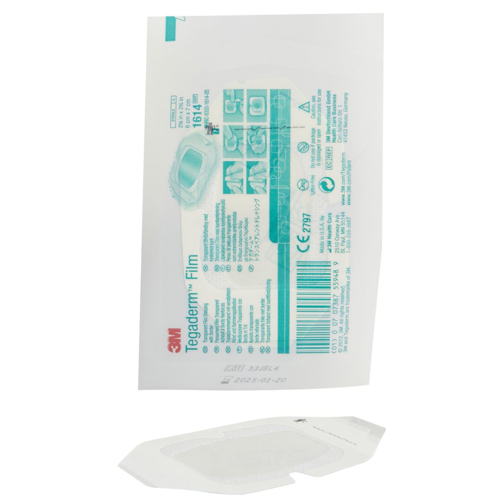 3M Tegaderm Transparent Adhesive Dressing, Frame Style with Border, 2-3/8 x 2-3/4 Inch - Each - Image 1