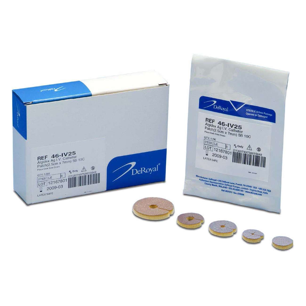 DeRoyal Algidex Ag IV Patch Silver Catheter Foam Dressing, 1" OD, 7mm ID - Box of 5 - Image 1
