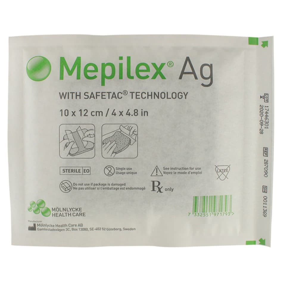 Mepilex Ag Antimicrobial Foam Dressing, 4 x 5 Inch - Each - Image 1
