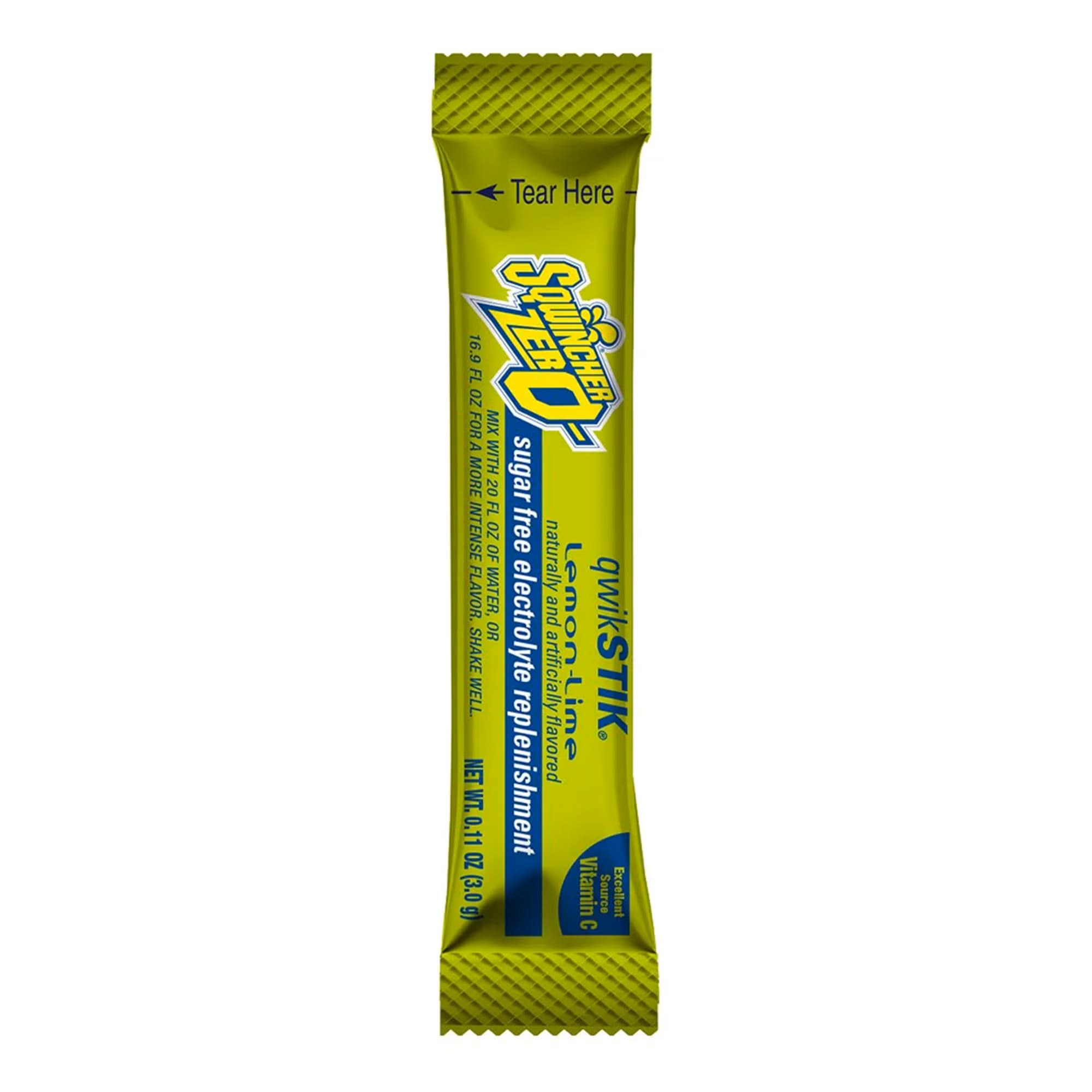 Sqwincher Quik Stik Zero Oral Electrolyte Solution, Lemon-Lime, 0.11 oz - Case of 500 - Image 1