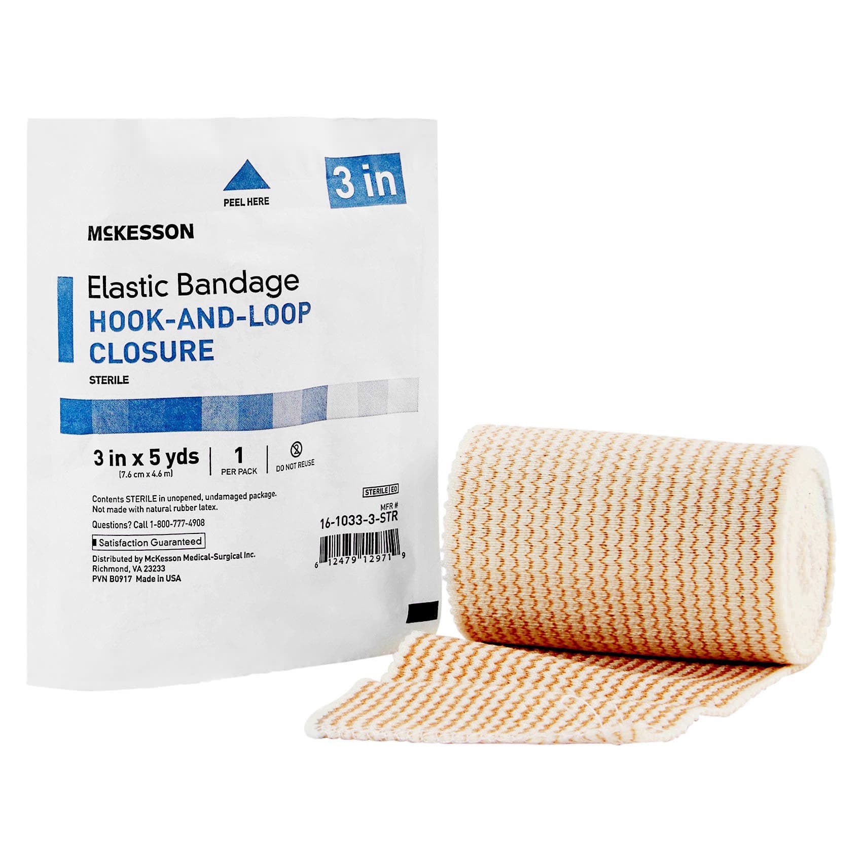 McKesson Hook and Loop Closure Elastic Bandage, 3 Inch x 5 Yard - Image 1
